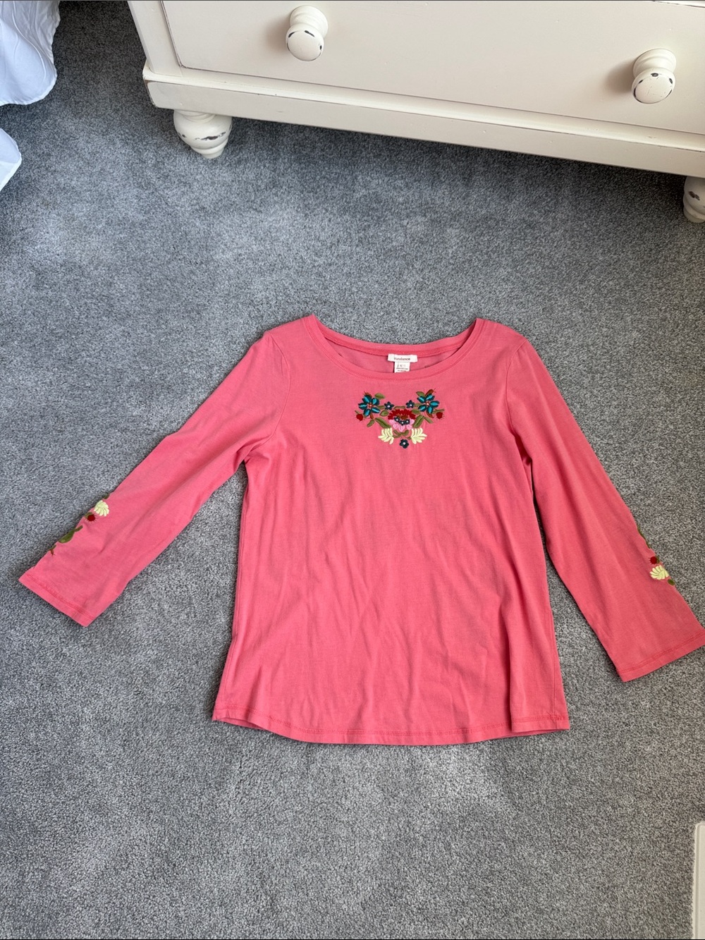 Women’s Pink Floral Embroidered Long-Sleeve Top - Sundance